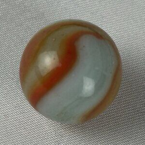 Vintage Akro Agate Marble .61 Inches Orange Blue Swirl